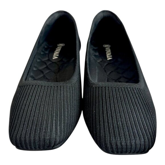 VIVAIA Women’s Black Ribbed Canvas Square-Toe Chunky Heel Pumps Size 5.5-6/ EU36 - Picture 3 of 9